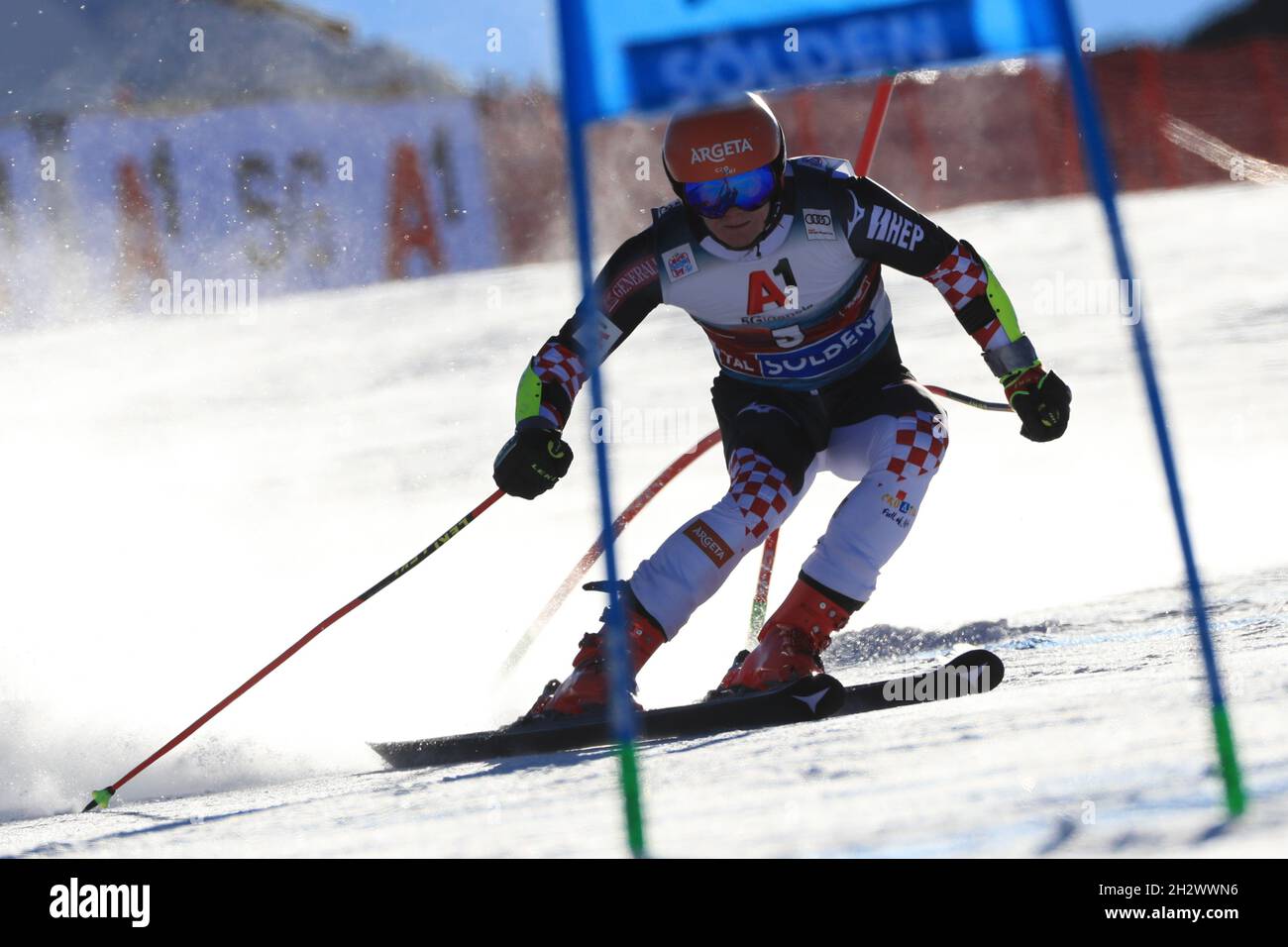 Solden, Austria. 24th Oct, 2021. Alpine Ski World Cup 2021-2022: 1st Men Giant Slalom, opening race as part of the Alpine Ski World Cup in Solden on October 24, 2021; Filip Zubcic (CRO) in action. (Photo by Pierre Teyssot/ESPA-Images) Credit: European Sports Photo Agency/Alamy Live News Stock Photo