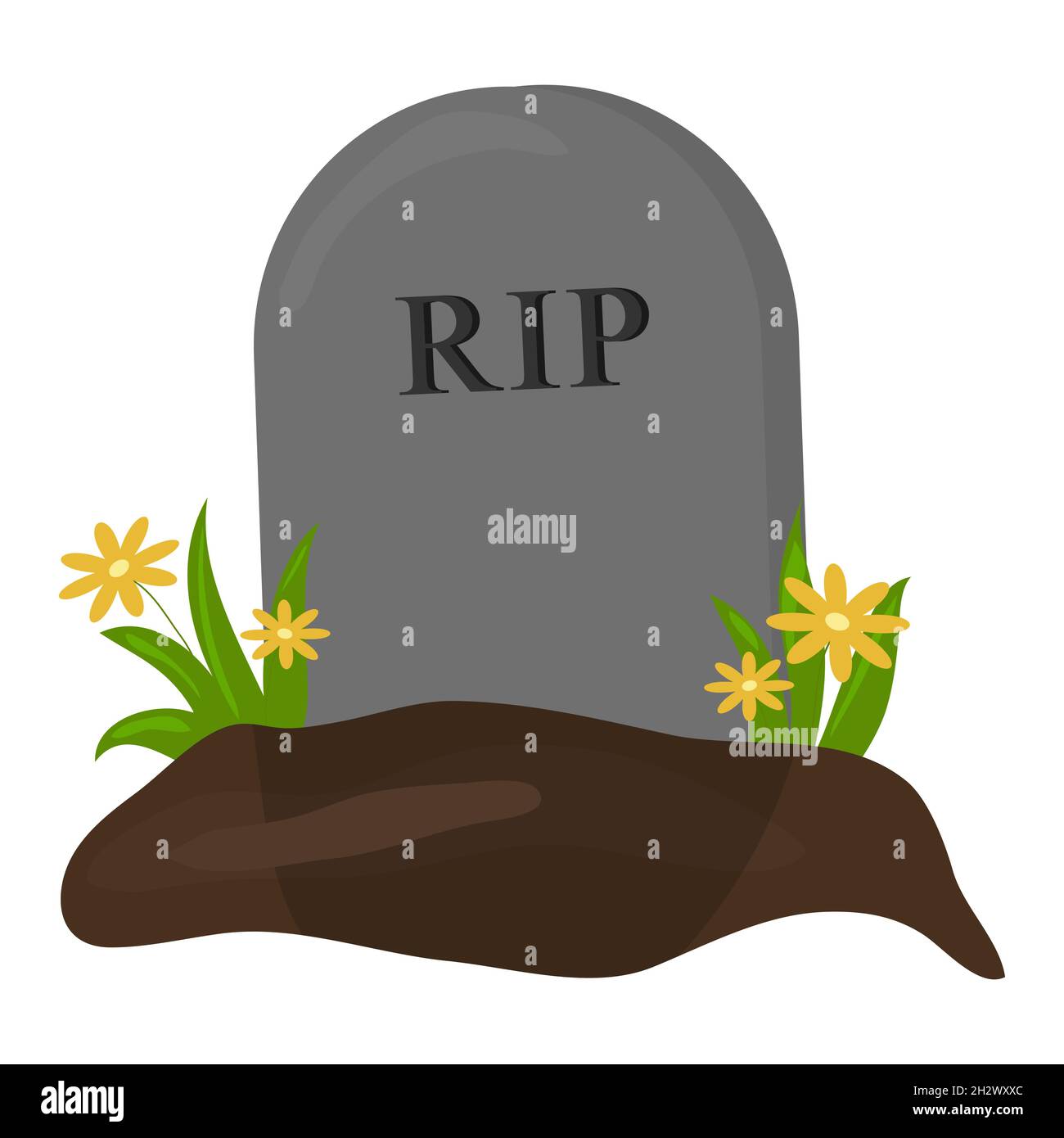 Headstone with earth and flowers in flat style Stock Vector Image & Art