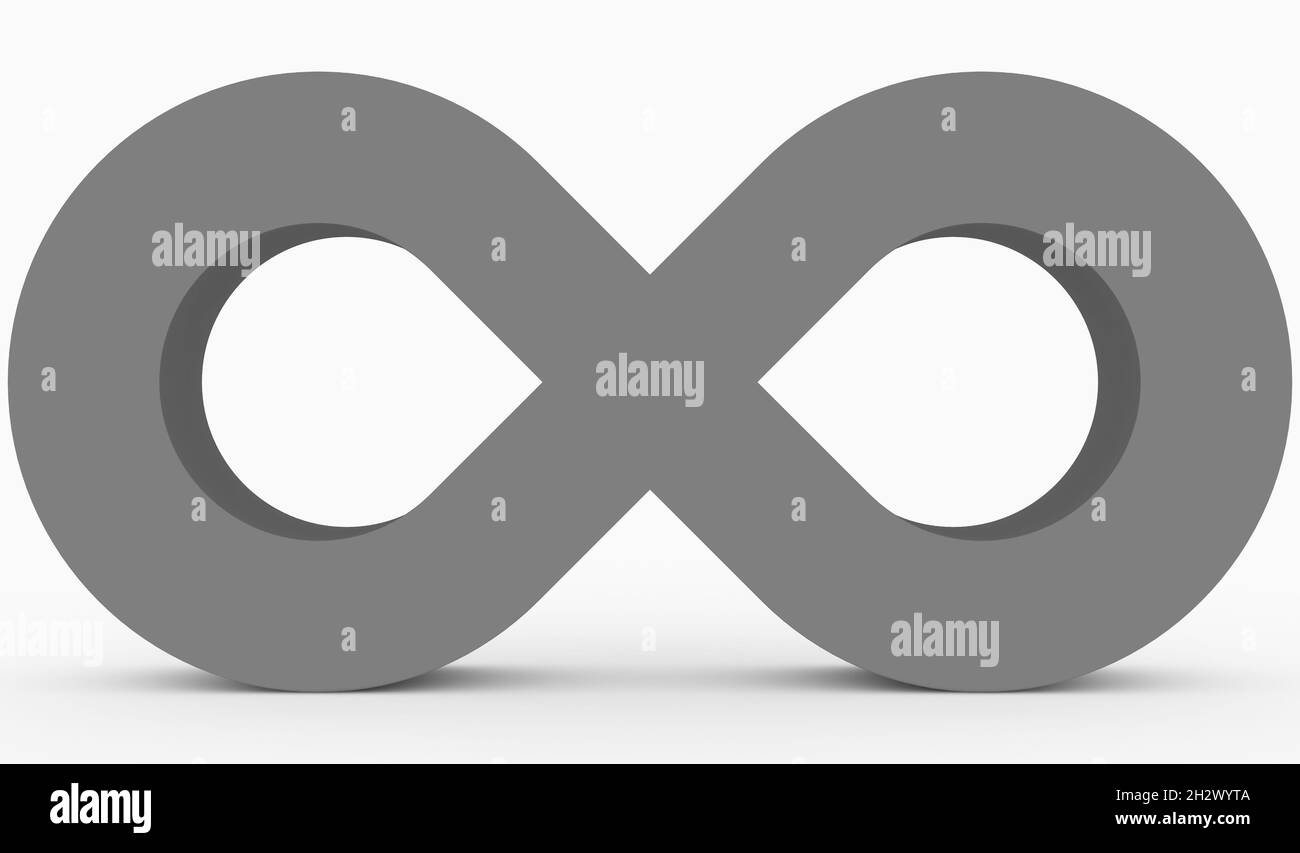 Infinity symbol 3d gray isolated on white background - 3d rendering Stock Photo