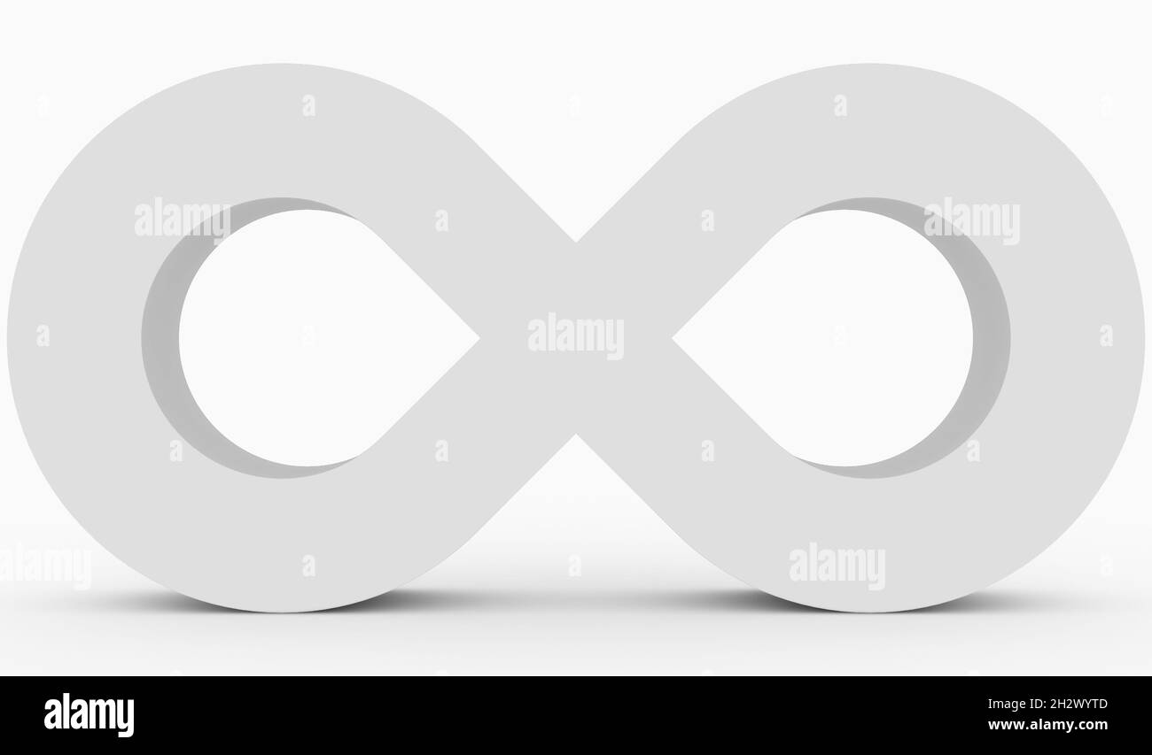 Infinity symbol 3d white isolated on white background - 3d rendering Stock Photo