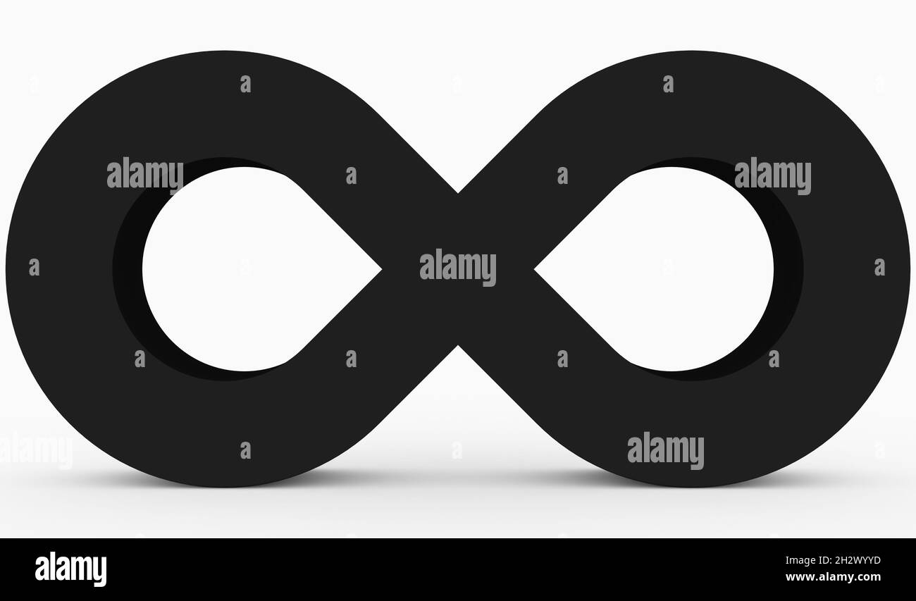 Infinity symbol 3d black isolated on white background - 3d rendering Stock Photo