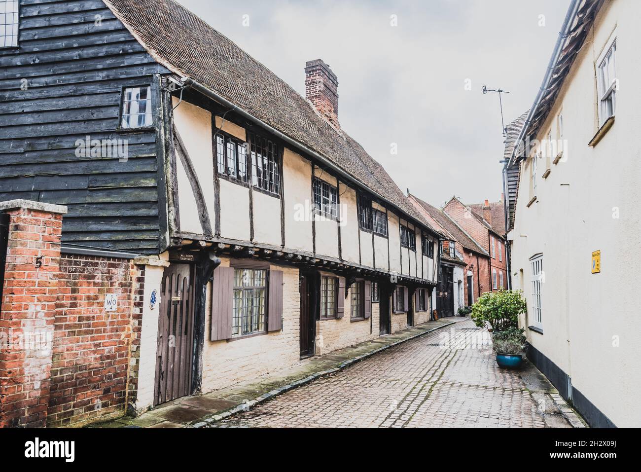 Old houses in a street in Canterbury Stock Photo Alamy
