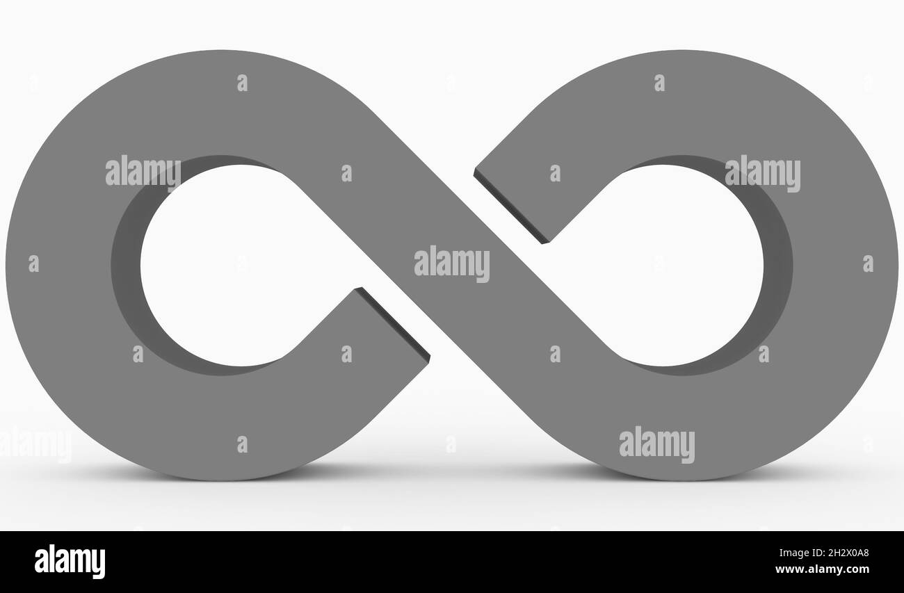 Infinity symbol 3d gray isolated on white background - 3d rendering Stock Photo