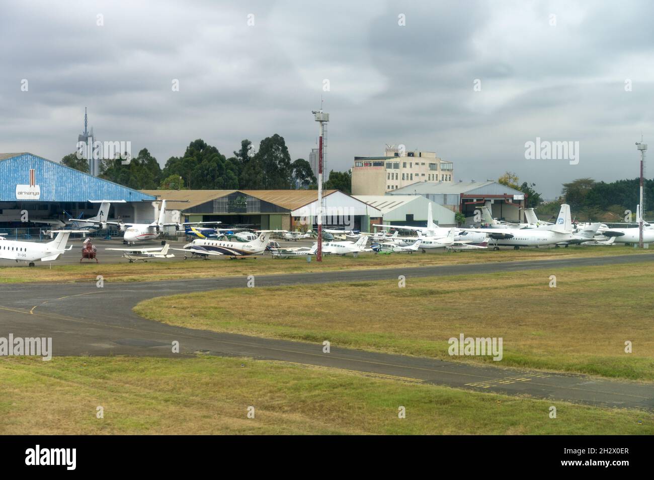 Wilson Airport apron with various aircraft, Nairobi, Kenya Stock Photo