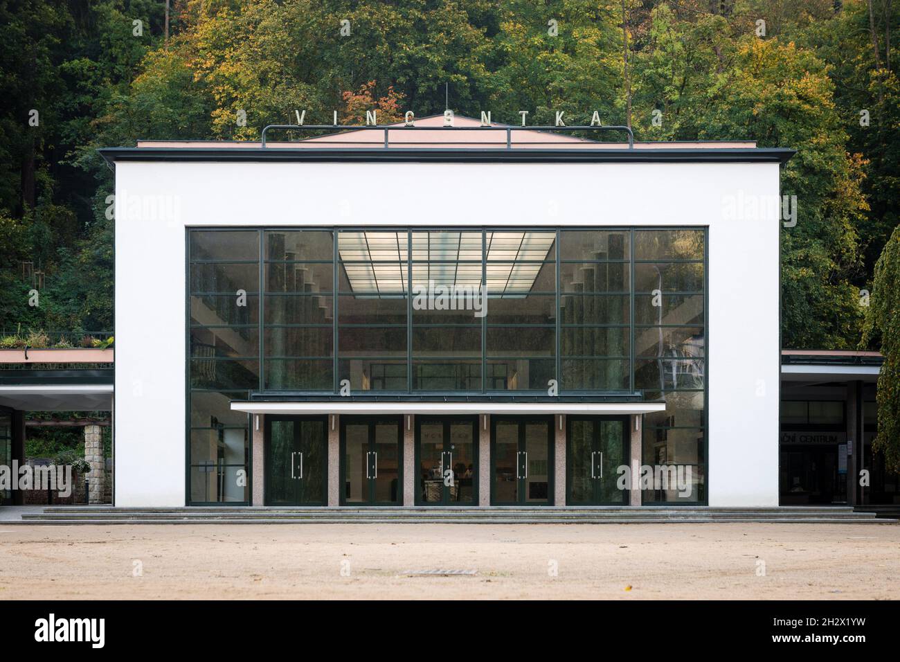 The reconstructed hall and museum of the Vincentka mineral water in spa