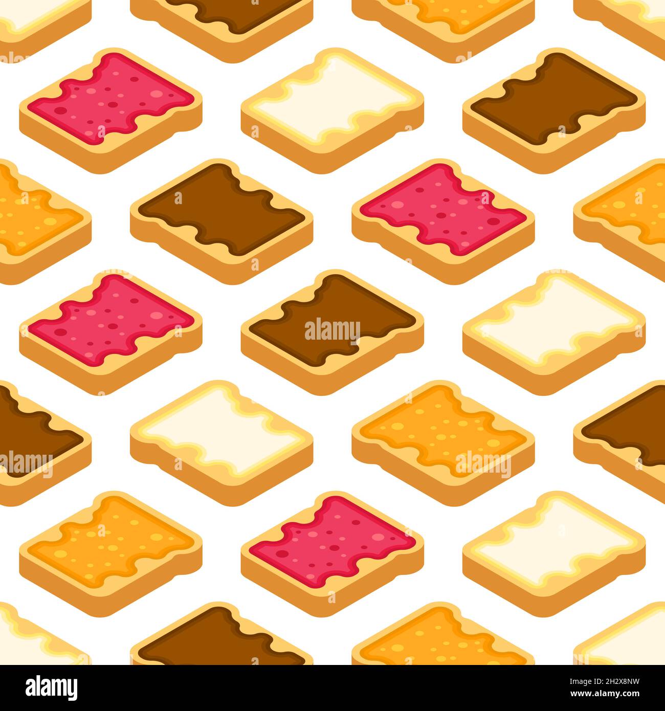 Toast with jam pattern seamless. Food background Stock Vector