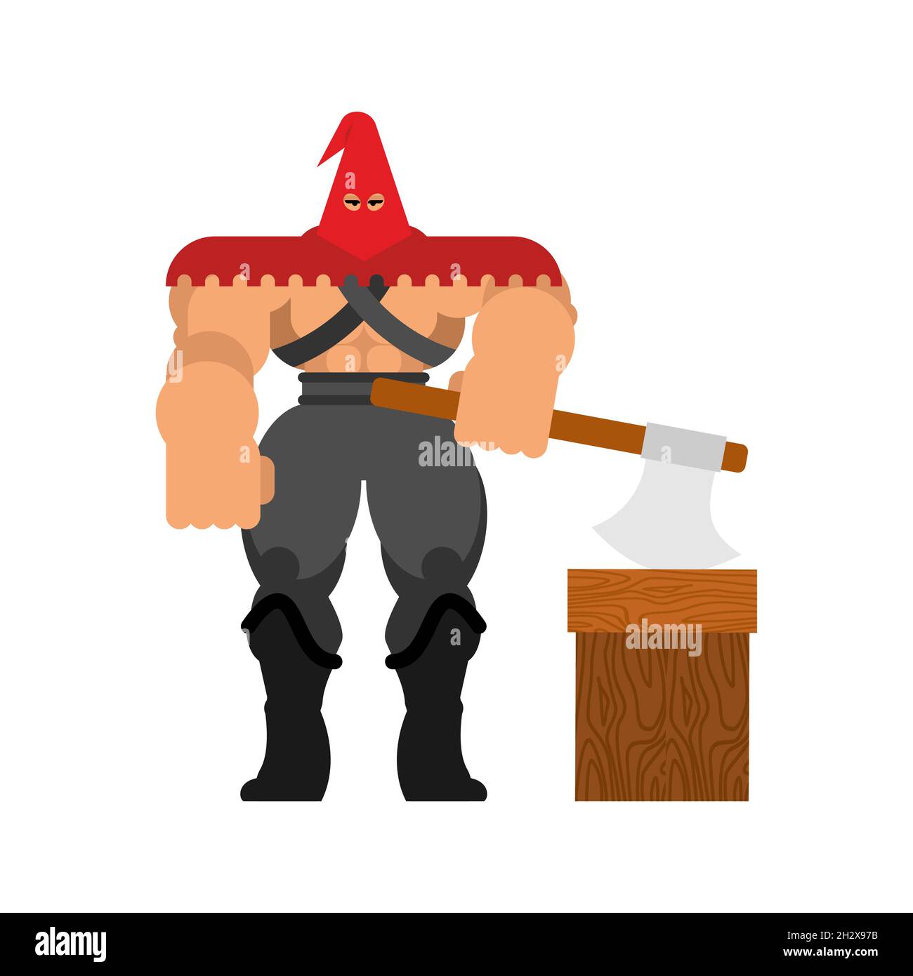 Executioner with ax isolated. butcher and axe. vector illustration Stock Vector