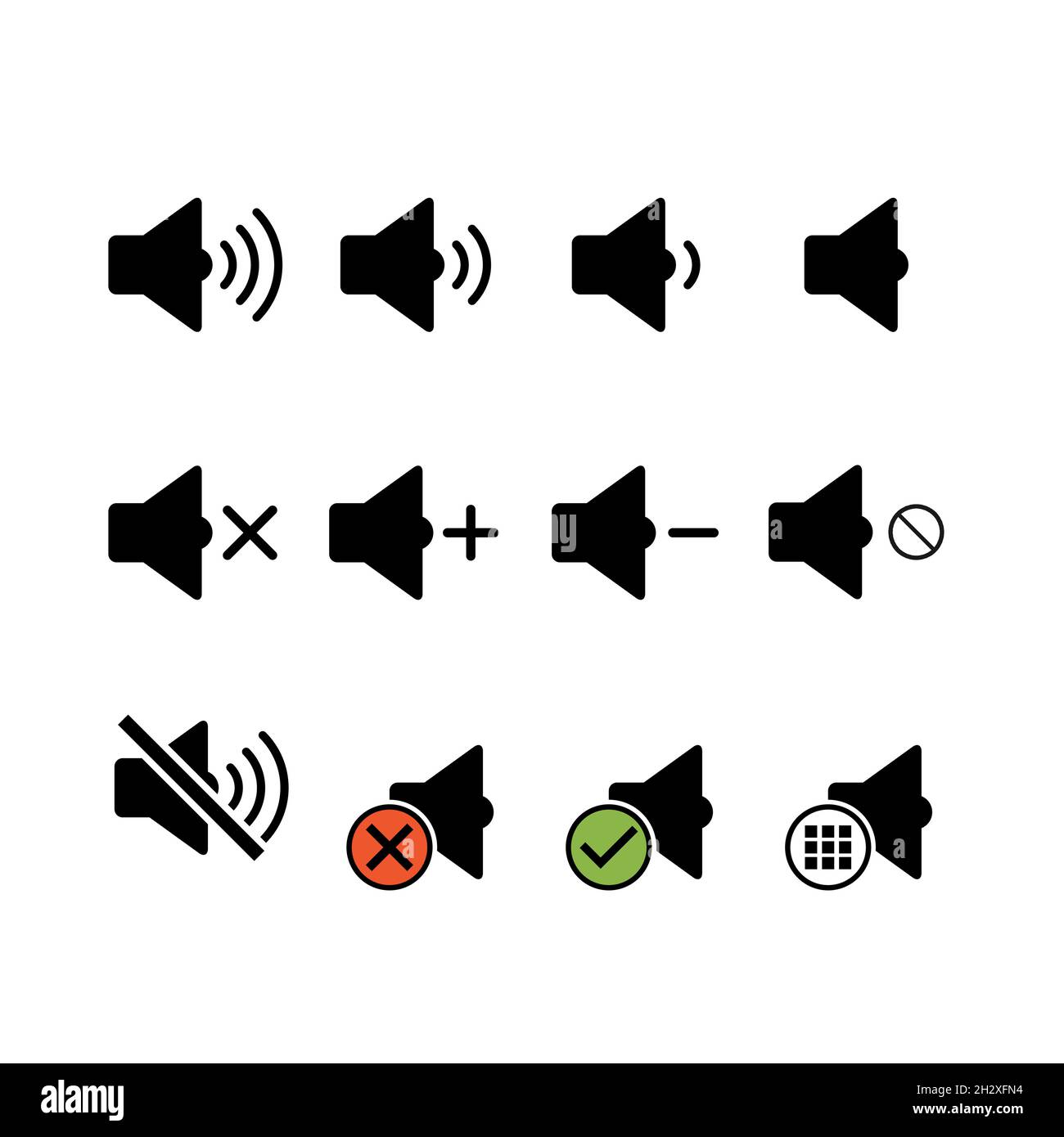 Set of music sound icon, audio volume symbol. Vector illustration ...