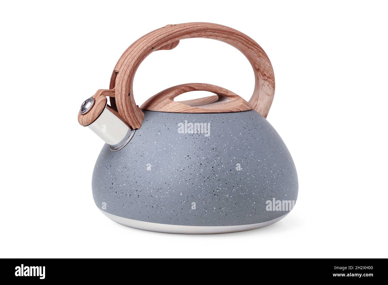 Metal teapot with whistle isolated on white Stock Photo Alamy