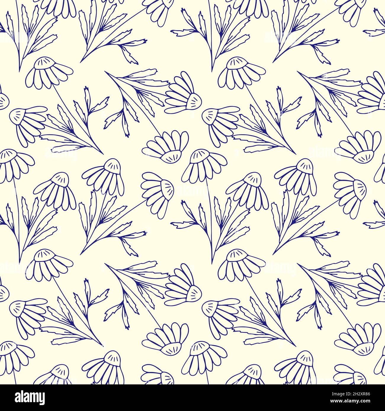 Adorable hand drawn flower seamless pattern vector illustration ...