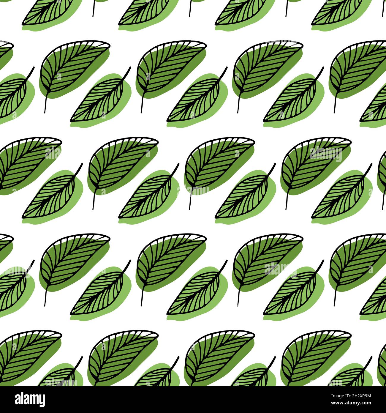 Seamless green leaves pattern vector illustration. Nature background ...