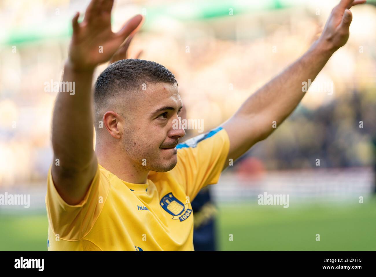Broendby, Denmark. 24th Oct, 2021. Josip Radosevic (22) of Broendby IF seen after the 3F Superliga match between Broendby IF and FC Copenhagen at Broendby Stadion in Broendby. (Photo Credit: Gonzales Photo/Alamy Live News Stock Photo