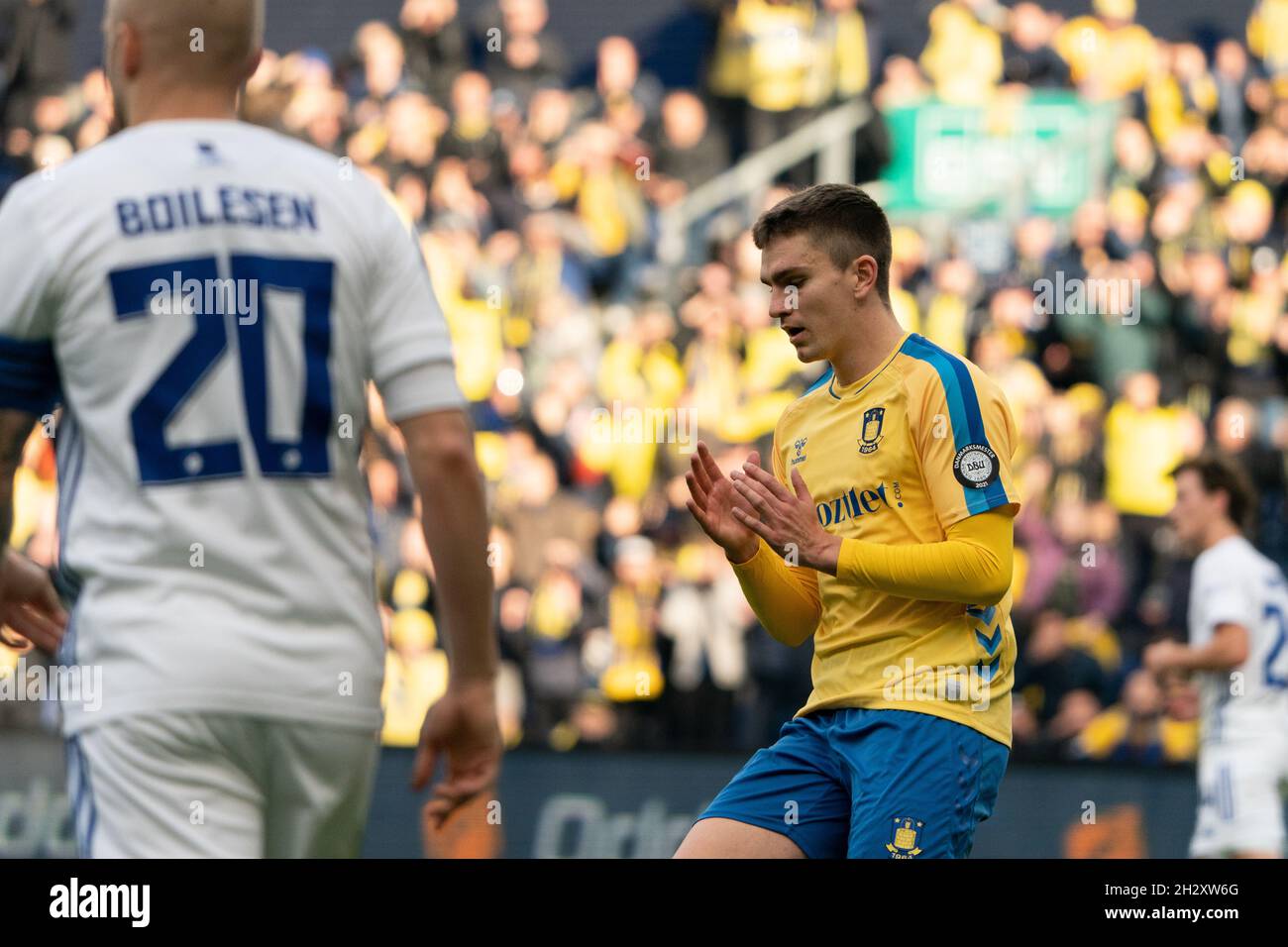 Broendby, Denmark. 24th Oct, 2021. Mikael Uhre (11) of Broendby IF seen during the 3F Superliga match between Broendby IF and FC Copenhagen at Broendby Stadion in Broendby. (Photo Credit: Gonzales Photo/Alamy Live News Stock Photo