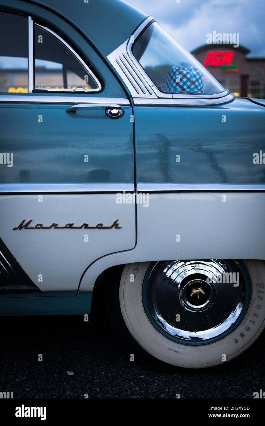 Monarch at a car show in Brossard, Quebec, Canada; the Monarch brand was sold by Ford in Canada from 1946 to 1961. Stock Photo