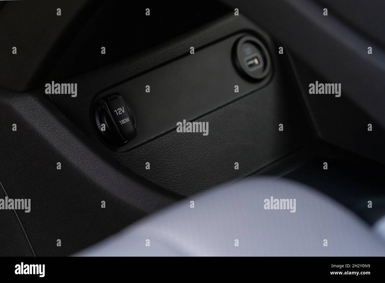 12V power socket in a car. Outlet socket in a car Stock Photo Alamy