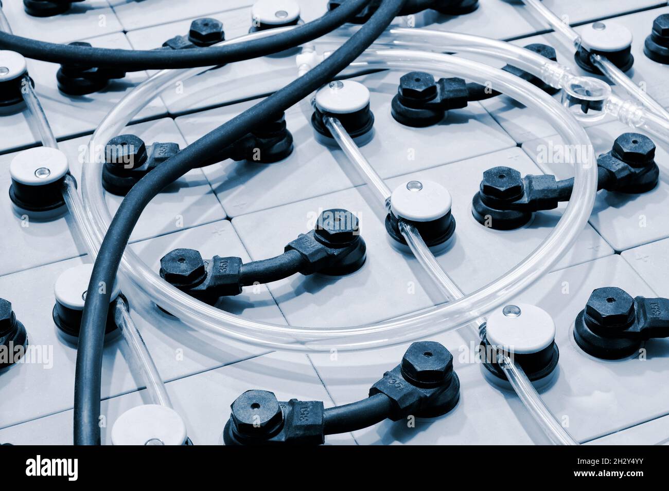 Selective focus of Electric car lithium battery pack and wiring ...