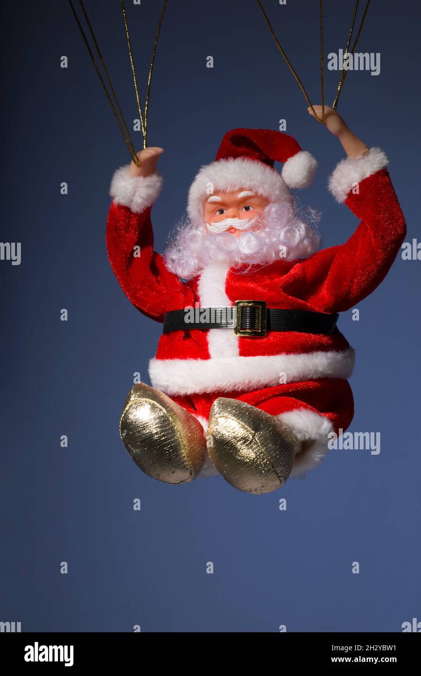 Santa Claus Father Christmas Parachuting Stock Photo