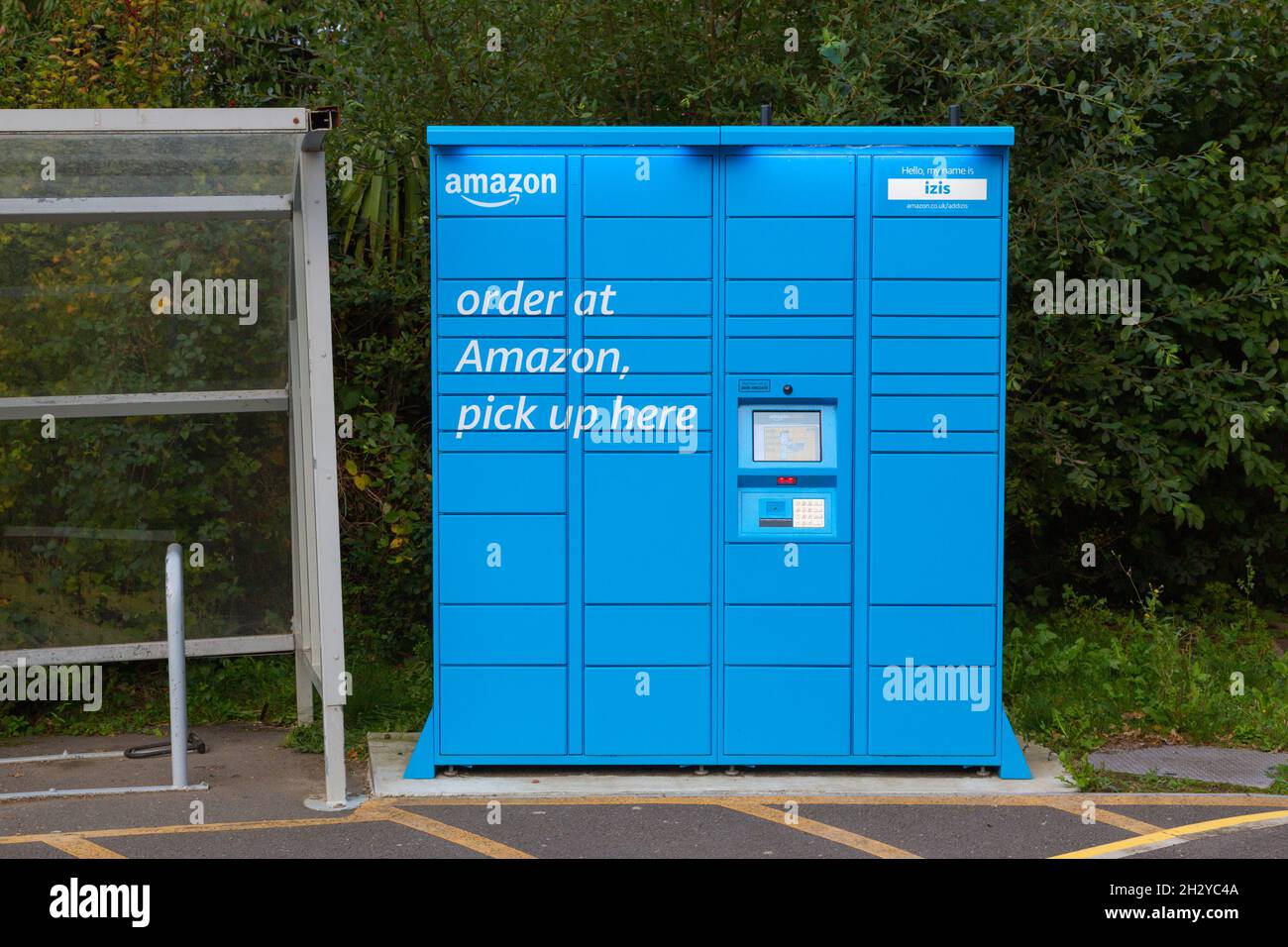 Amazon hub pick up here locker parcel box, kent, uk Stock Photo - Alamy