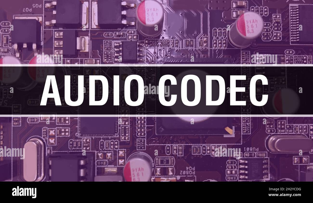 Audio Codec with Electronic components on integrated circuit board  Background.Digital Electronic Computer Hardware and Secure Data Concept.  Computer m Stock Photo - Alamy