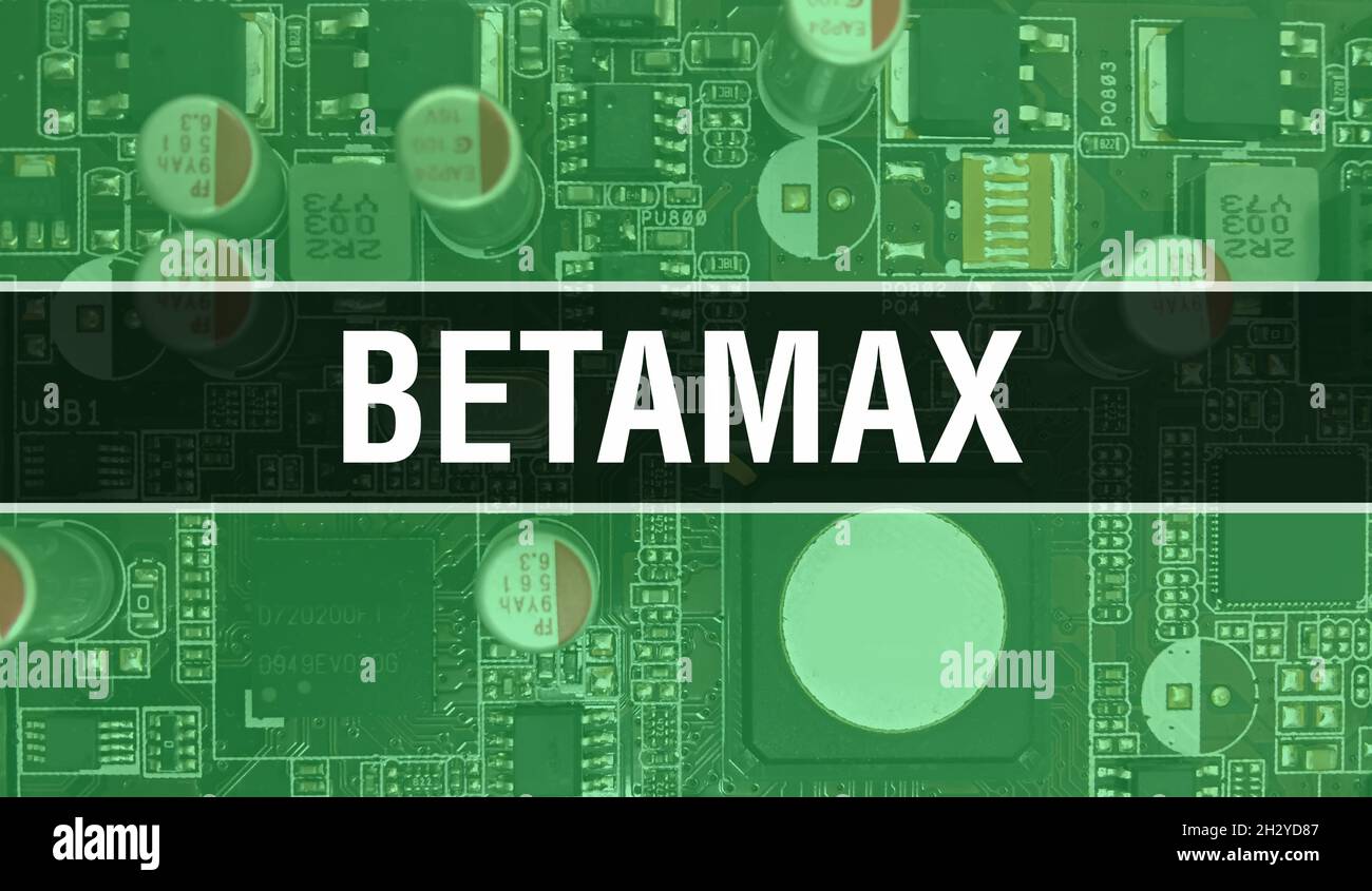 Betamax concept with Computer motherboard. Betamax text written on
