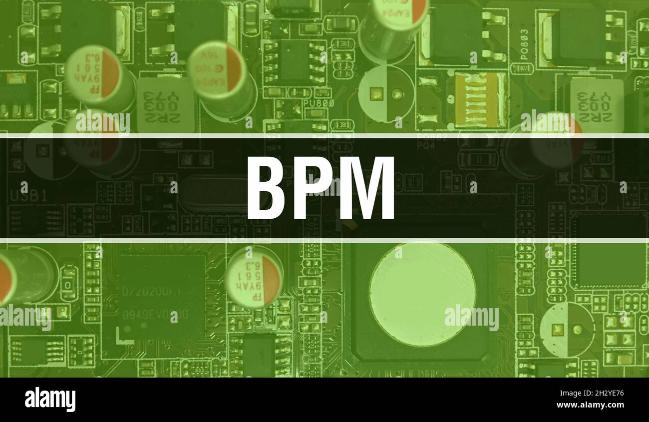 BPM with Technology Motherboard Digital. BPM and Computer Circuit Board
