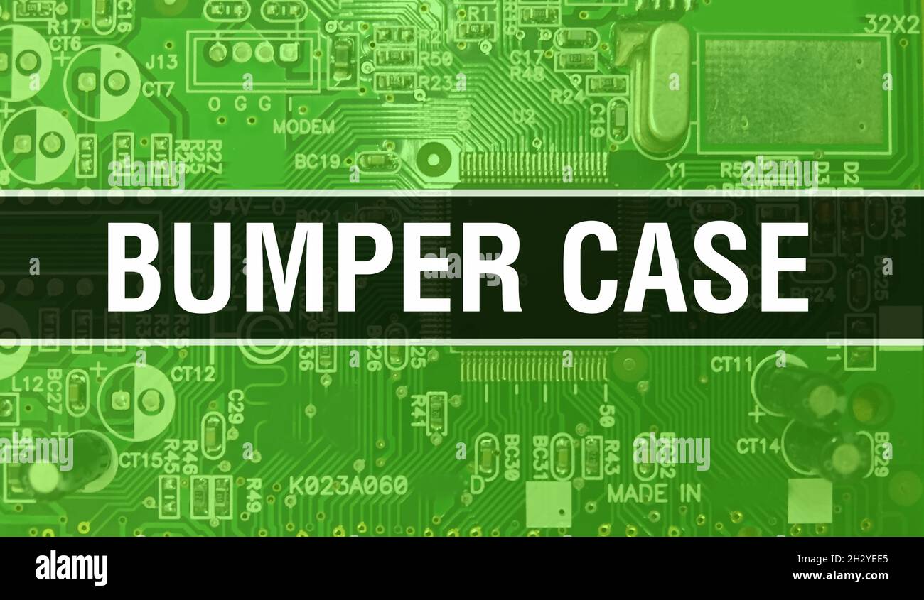 Bumper Case concept with Computer motherboard. Bumper Case text written on Technology