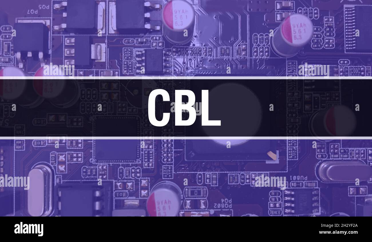 CBL with Electronic components on integrated circuit board Background.Digital Electronic Computer Hardware and Secure Data Concept. Computer motherboa Stock Photo