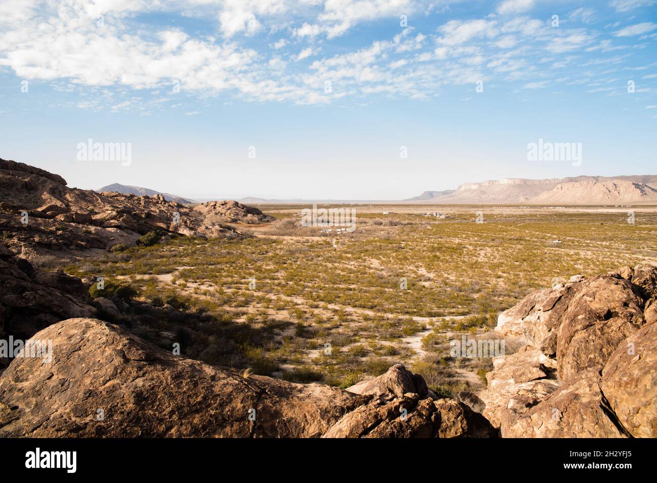 Landscape view at Hueco Tanks State Park in El Paso, Texas. Stock Photo