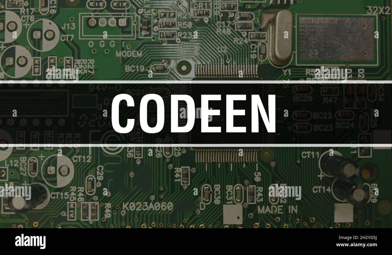 CoDeeN concept with Computer motherboard. CoDeeN text written on ...