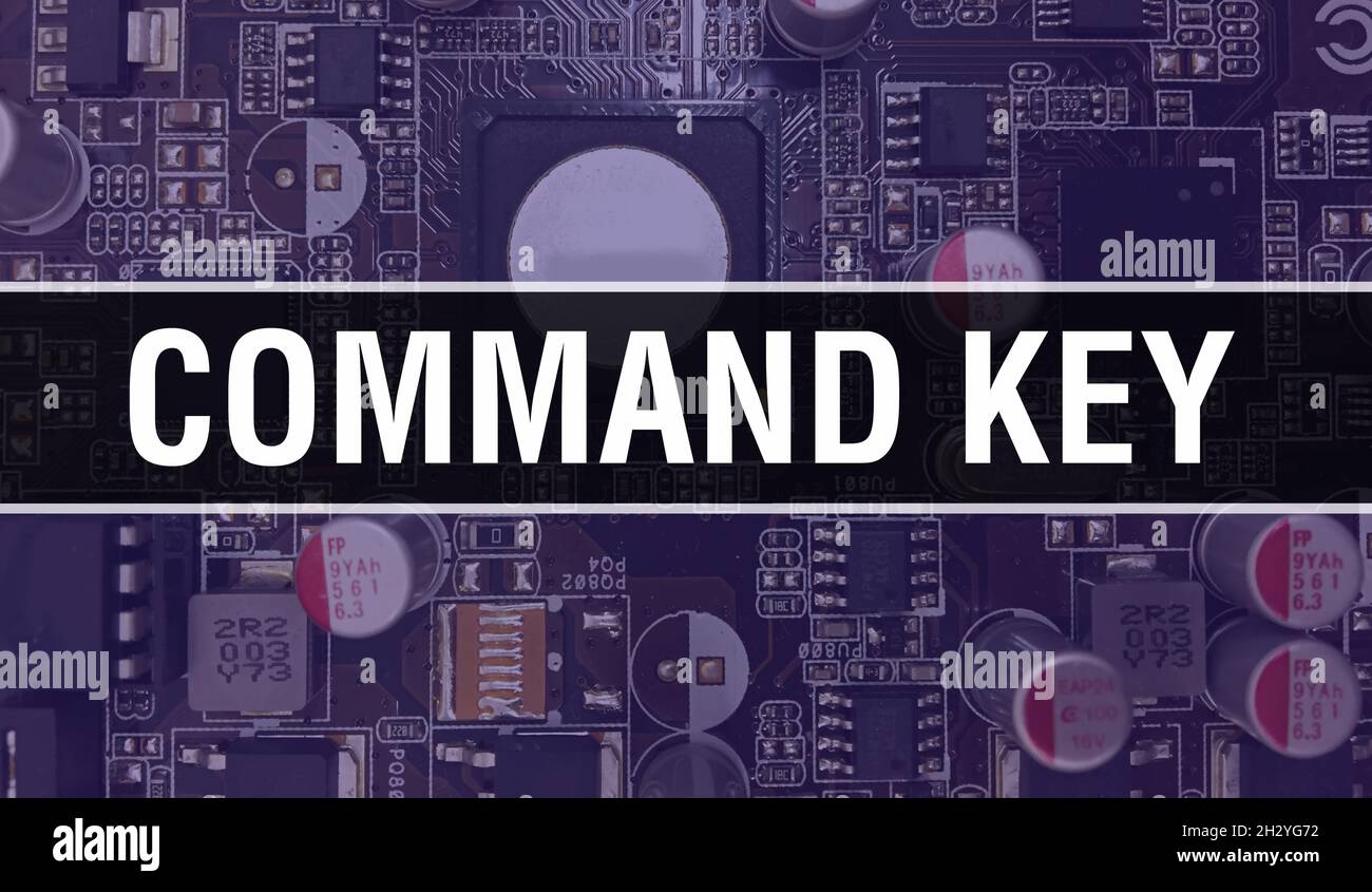 Command Key concept illustration using Computer Chip in Circuit Board