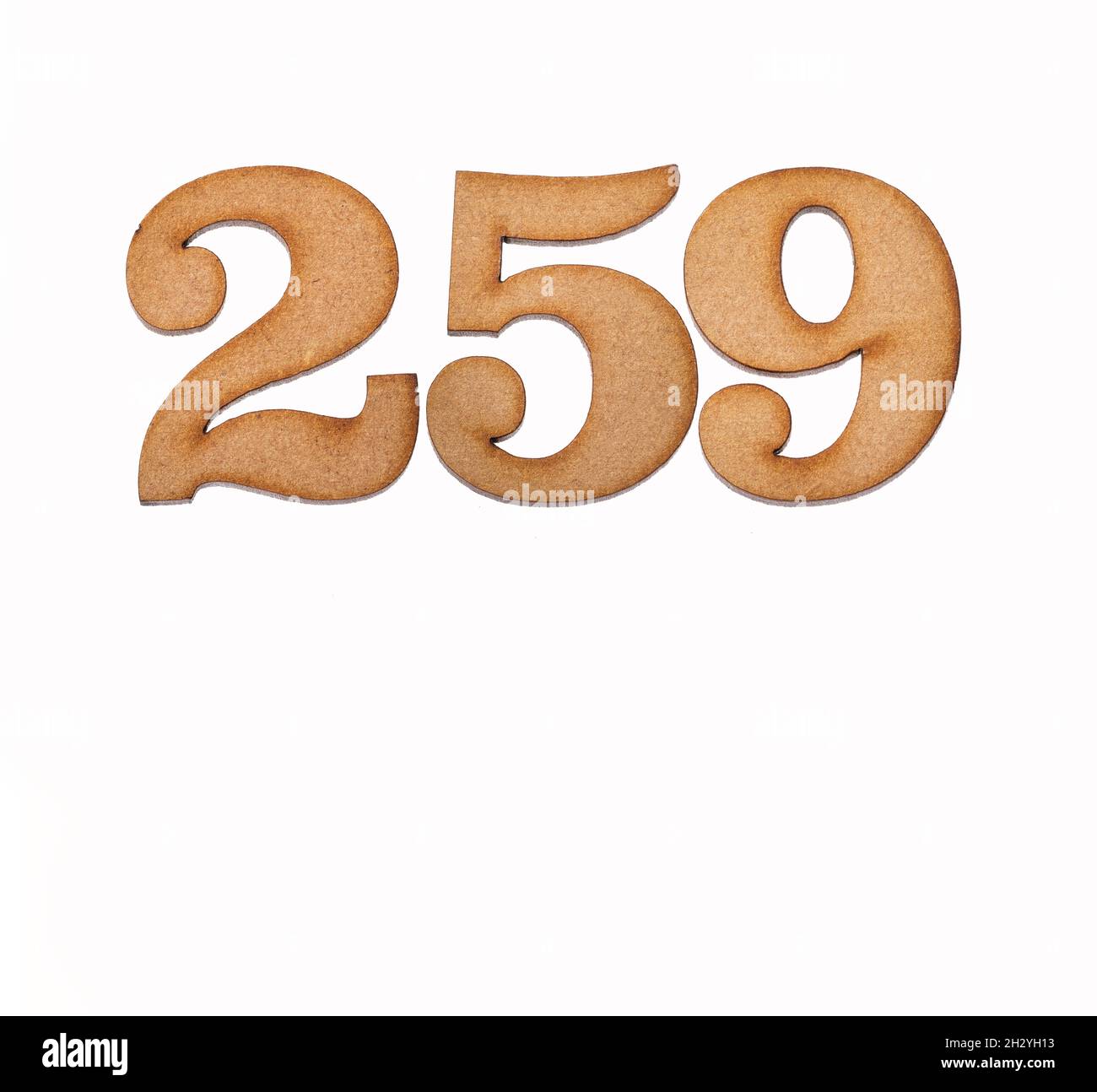 Number 259 - Piece of wood isolated on white background Stock Photo - Alamy