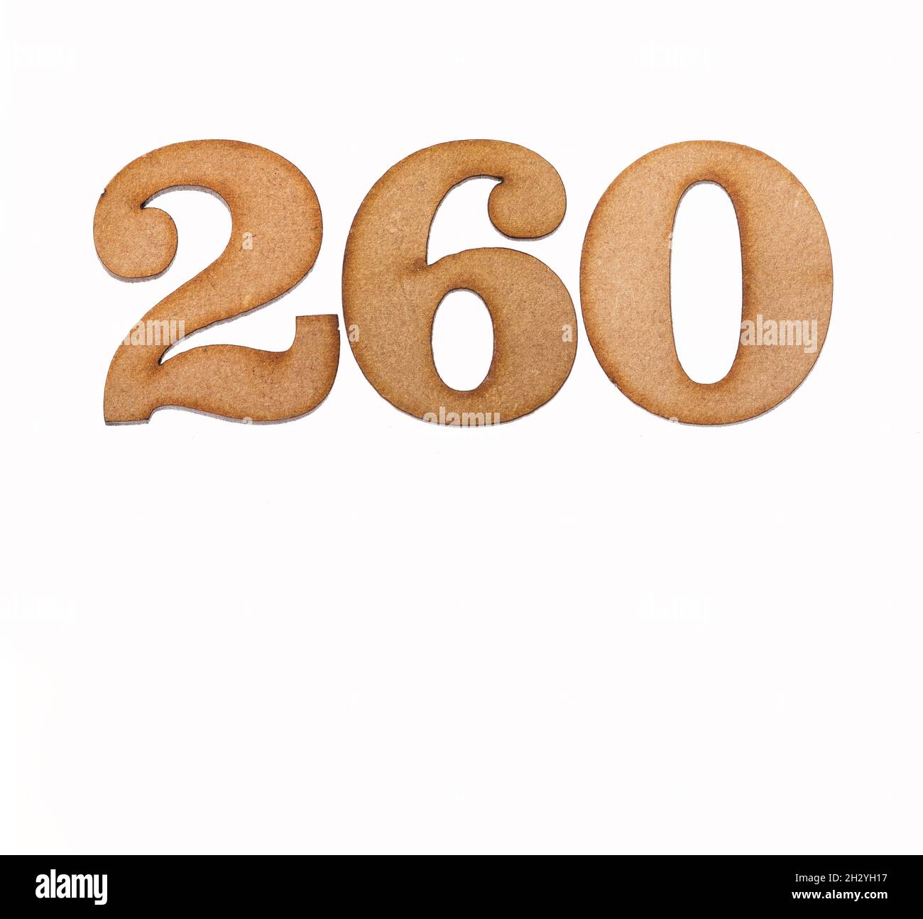 Number 260 in wood, isolated on white background Stock Photo - Alamy