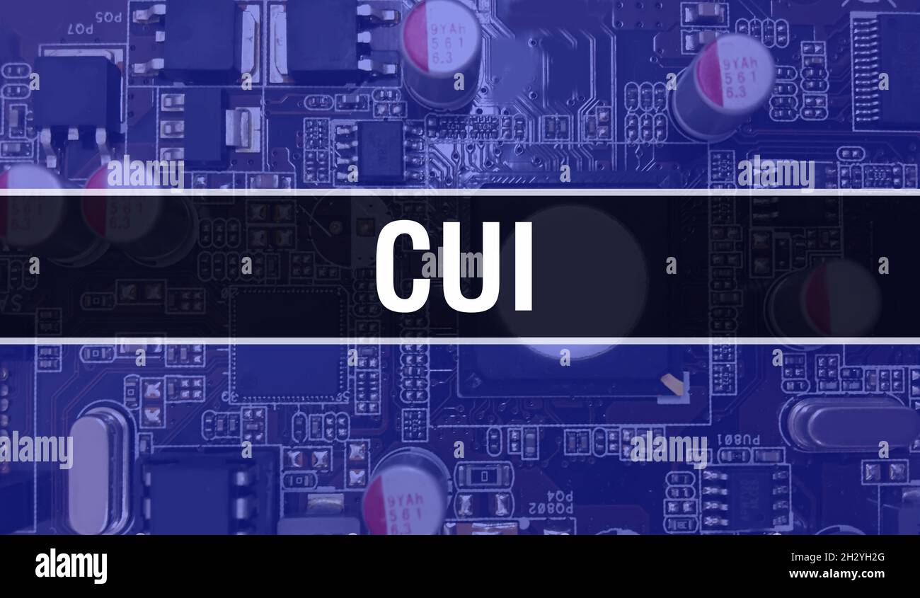 Cui with electronic components on integrated circuit board background