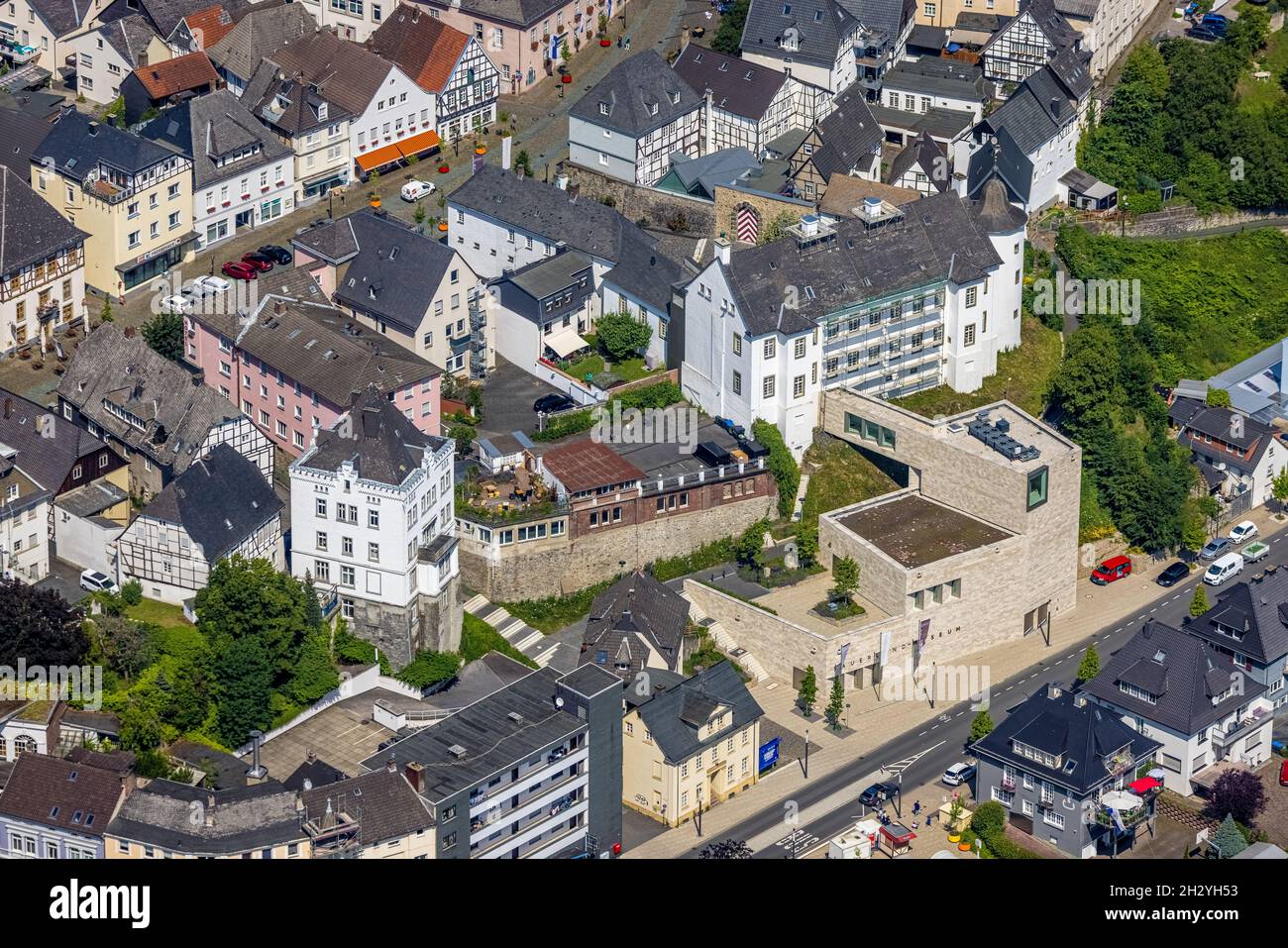 Aerial view, Groten Tower in the Old Town, Sauerland Museum, Arnsberg, Sauerland, North Rhine-Westphalia, Germany, Old Town, Old Town Tower, DE, monum Stock Photo