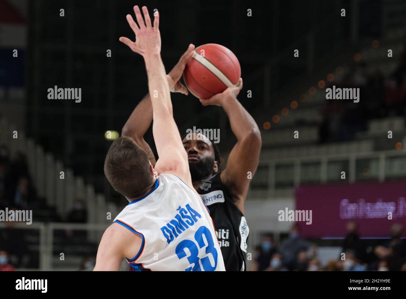 Trento, Italy. 24th Oct, 2021. Shot for Richard Ygor Morina - Aquila Basket  Dolomiti Trentino Energia during Dolomiti Energia Trentino vs Nutribullet  Treviso Basket, Italian Basketball A Serie Championship in Trento, Italy,