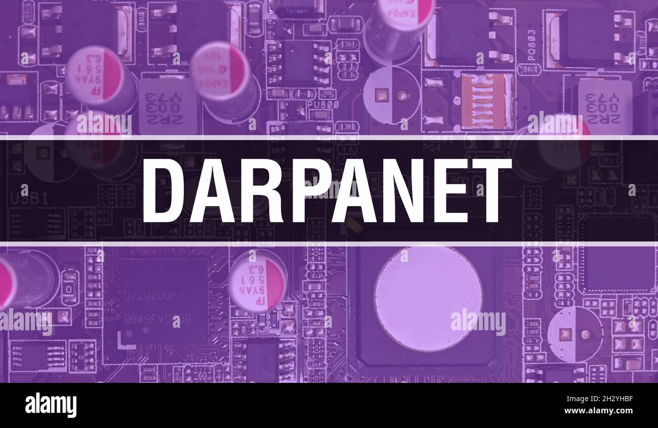 DARPANET with Technology Motherboard Digital. DARPANET and Computer Circuit Board Electronic Computer Hardware Technology Motherboard Digital Chip con Stock Photo