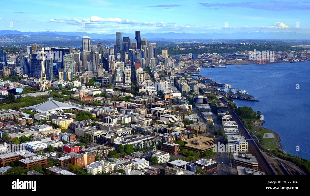 AERIAL VIEWS OF SEATTLE, WASHINGTON, USA...THE CITY SKYLINE, THE SPACE