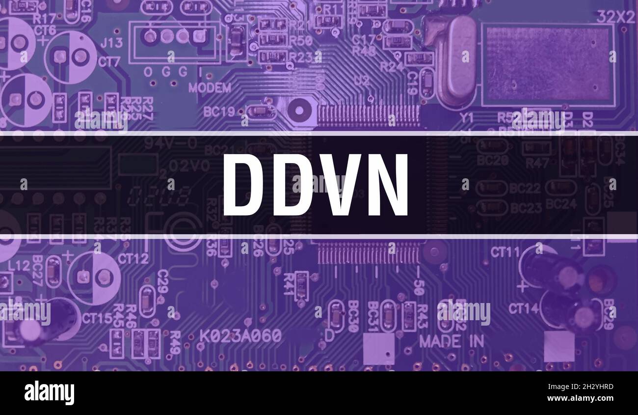 DDVN concept with Computer motherboard. DDVN text written on Technology ...