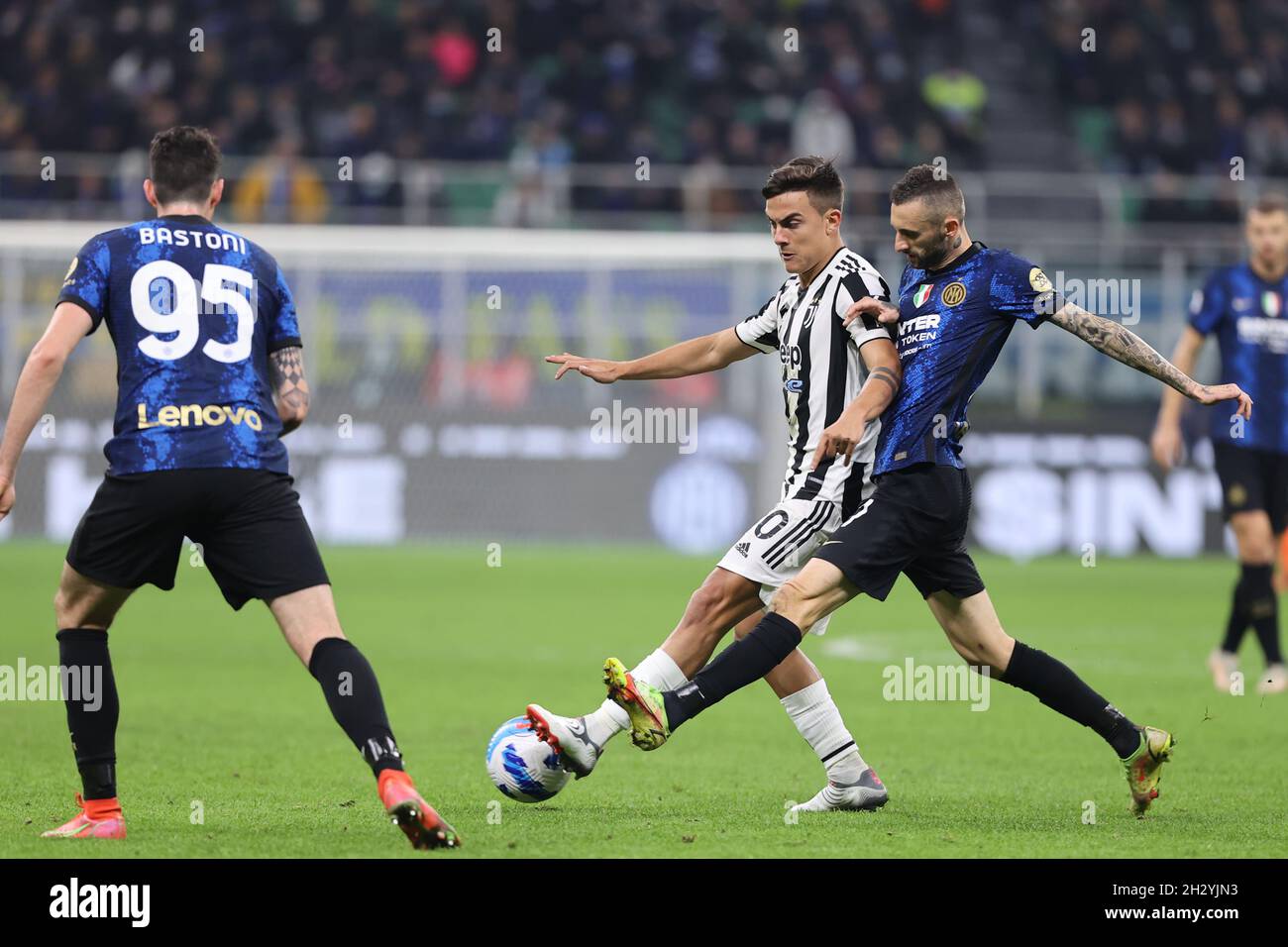 Matteo Darmian of FC Internazionale fights for the ball against Henrikh  Mkhitaryan of AS Roma during the Serie A 2020/21 / LM Stock Photo - Alamy