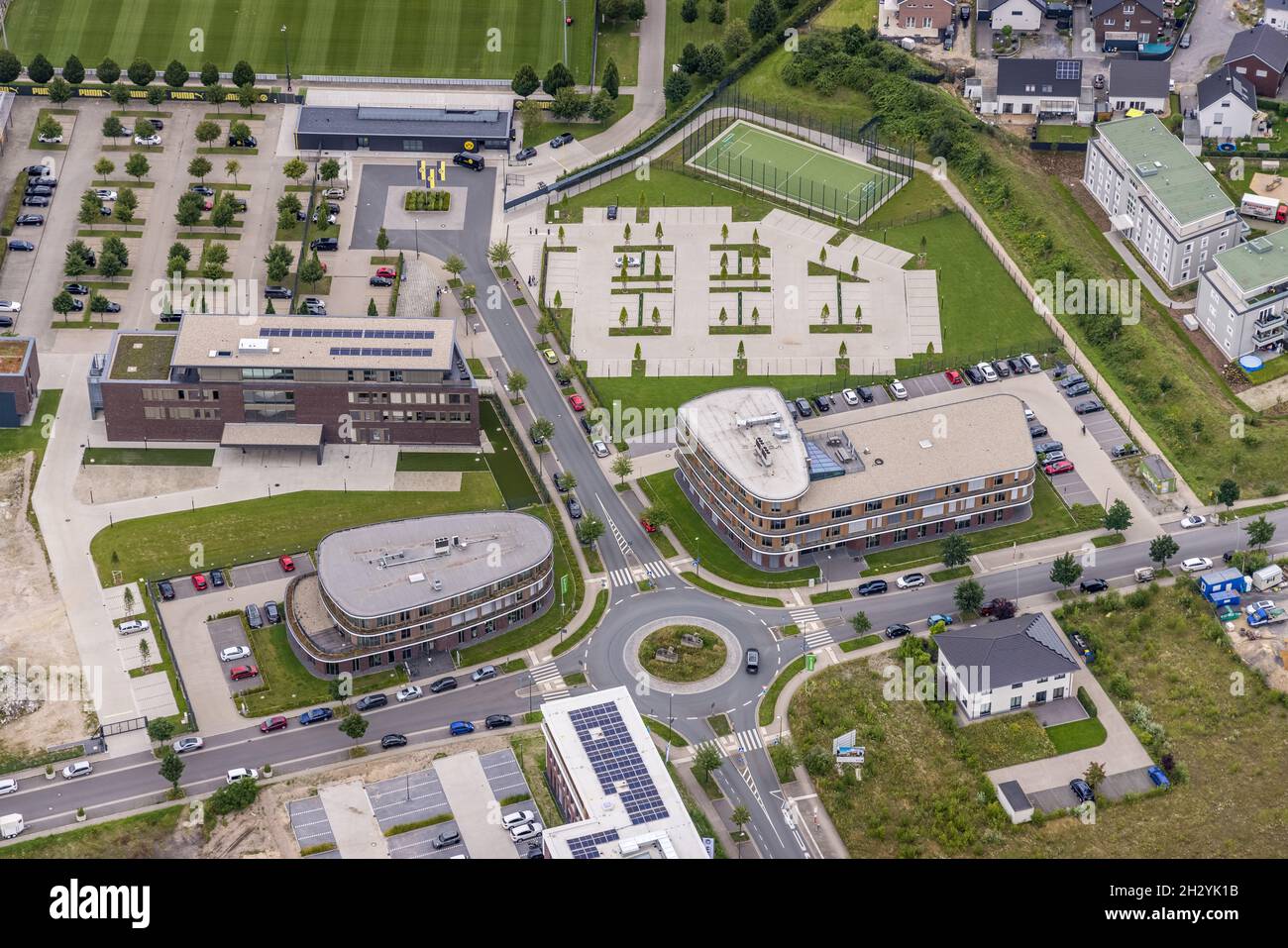 Aerial view, Brackeler Feld, Hohenbuschei, Borussia Dortmund Training Ground , Brackel, Dortmund, Ruhr Area, North Rhine-Westphalia, Germany, DE, Euro Stock Photo