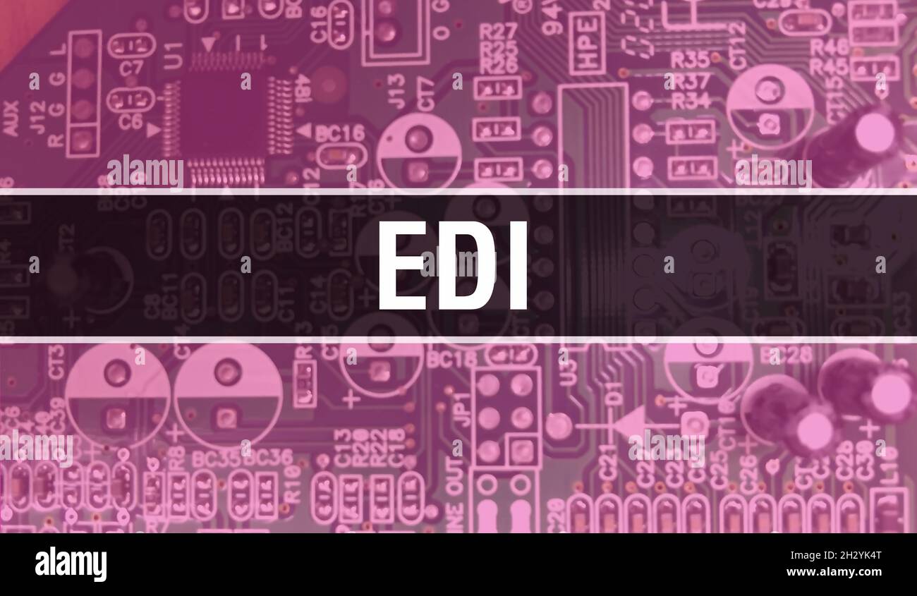EDI text written on Circuit Board Electronic abstract technology