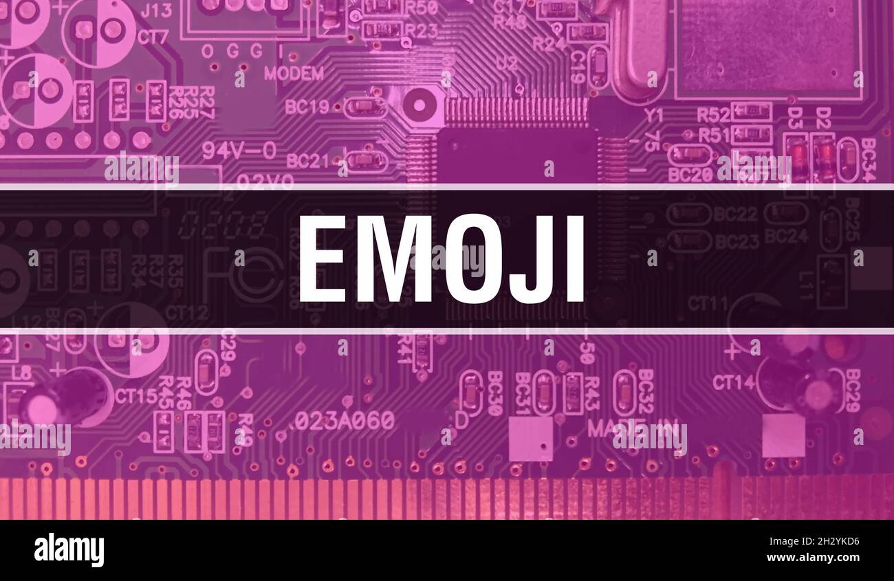 Emoji with Electronic Computer Hardware technology background. Abstract
