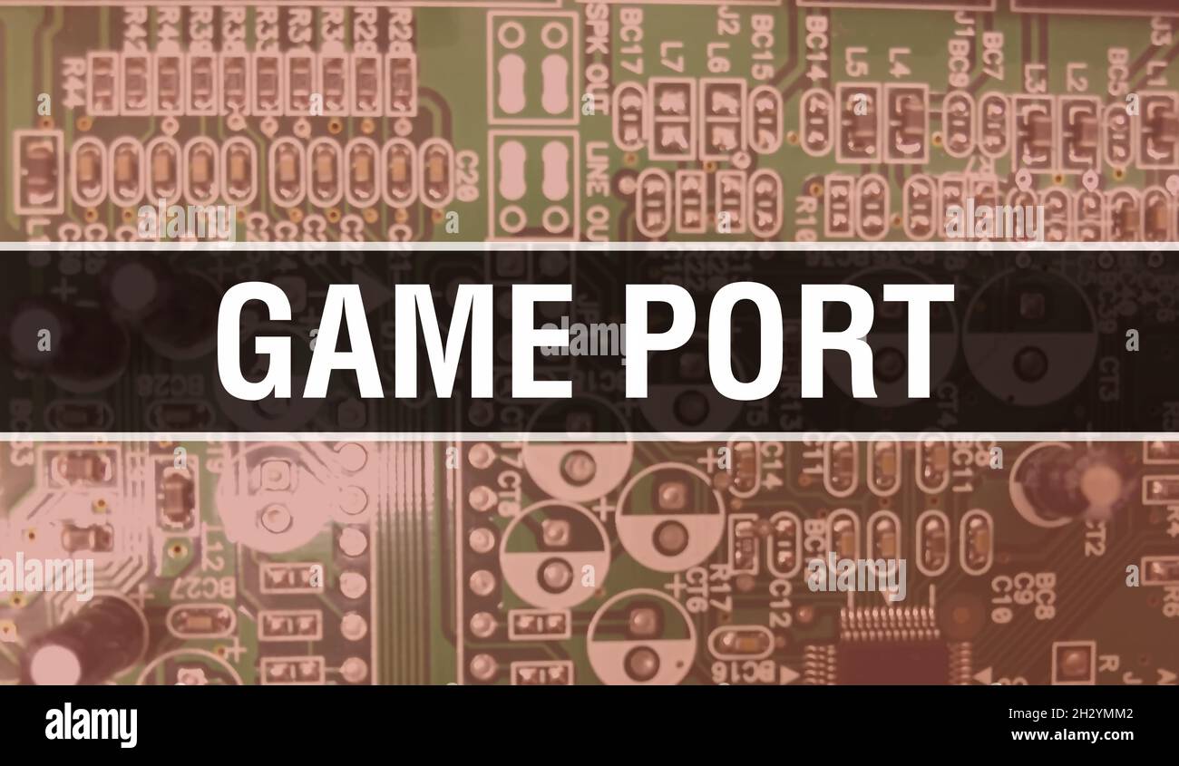 Game Port concept illustration using Computer Chip in Circuit Board