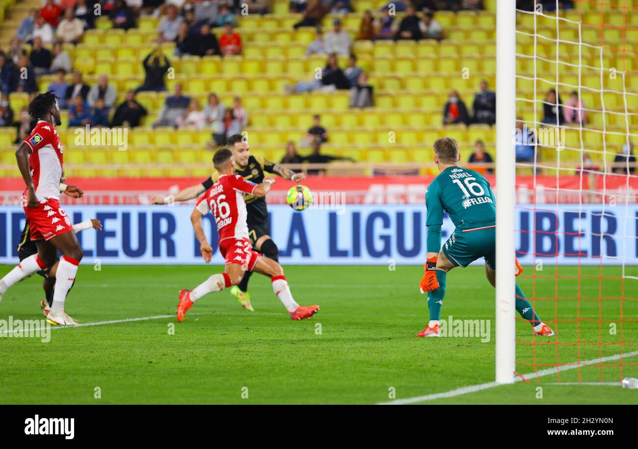 Monaco, Monte-Carlo - October 24, 2021: AS Monaco - Montpellier HSC Football  Match at the Stade Louis II with german Goalkeeper Alexander Nuebel, Nubel,  French Ligue 1, L1. Mandoga Media Germany Stock Photo - Alamy