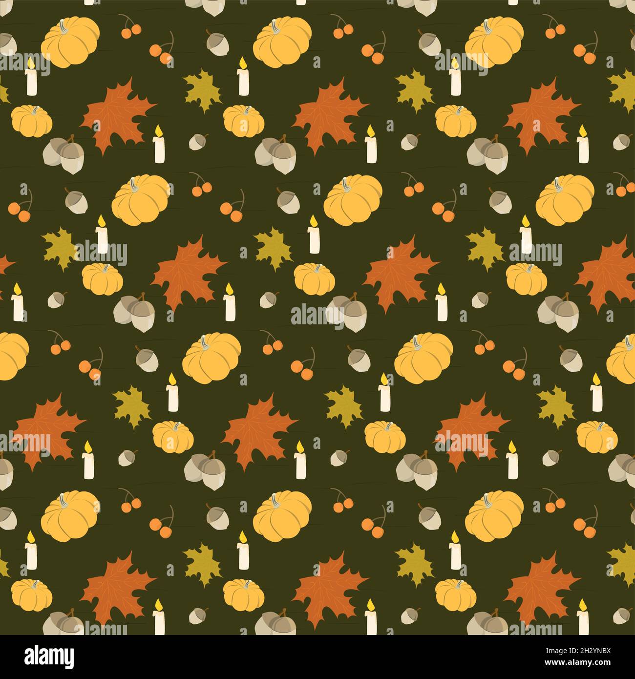 Colorful autumn seamless pattern with autumn leaves and vegetables ...