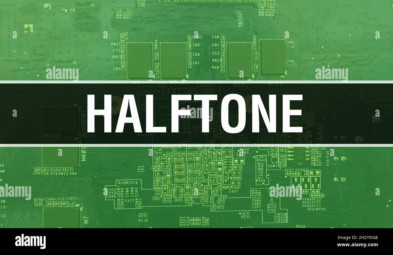 Halftone Computer Halftone with Technology Motherboard Digital. Halftone and Computer ...