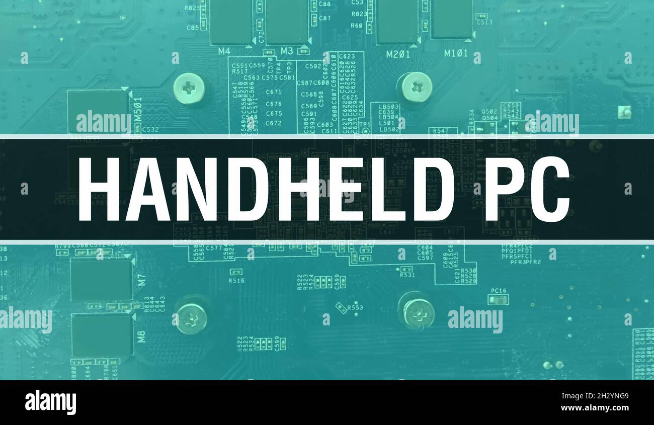 Handheld PC concept with Electronic Integrated Circuit on circuit board ...