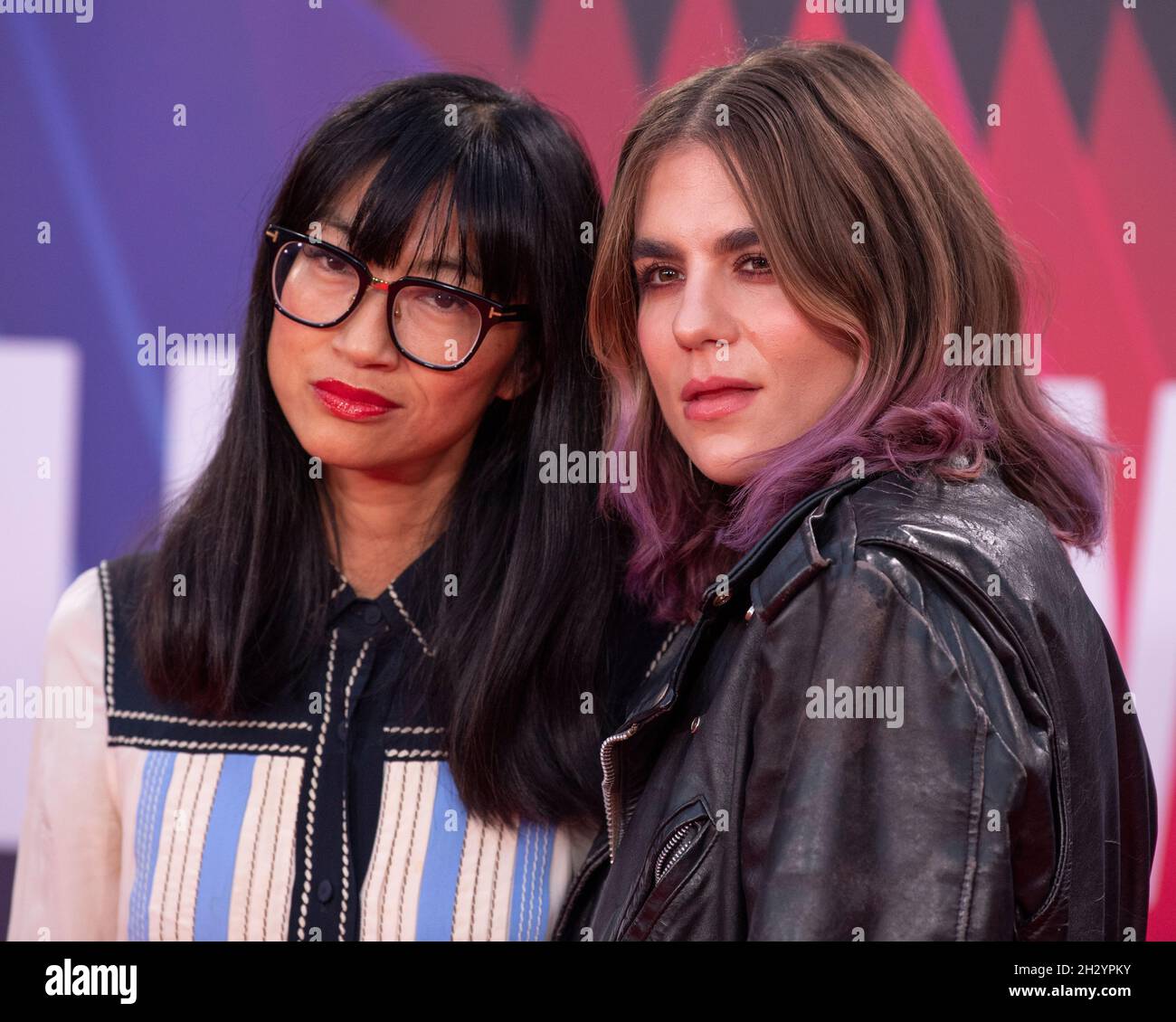Morgane Polanski (R) and Mimi Xu attend the UK Premiere of 'King Richard' during the 65th BFI (British Film Institute) London Film Festival at The Royal Festival Hall. Stock Photo
