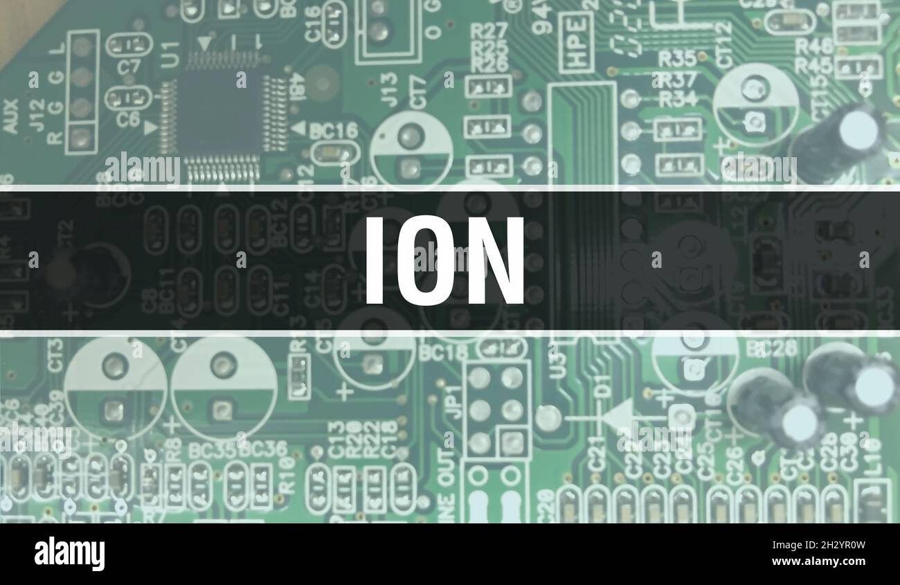 Ion concept illustration using Computer Chip in Circuit Board. Ion ...
