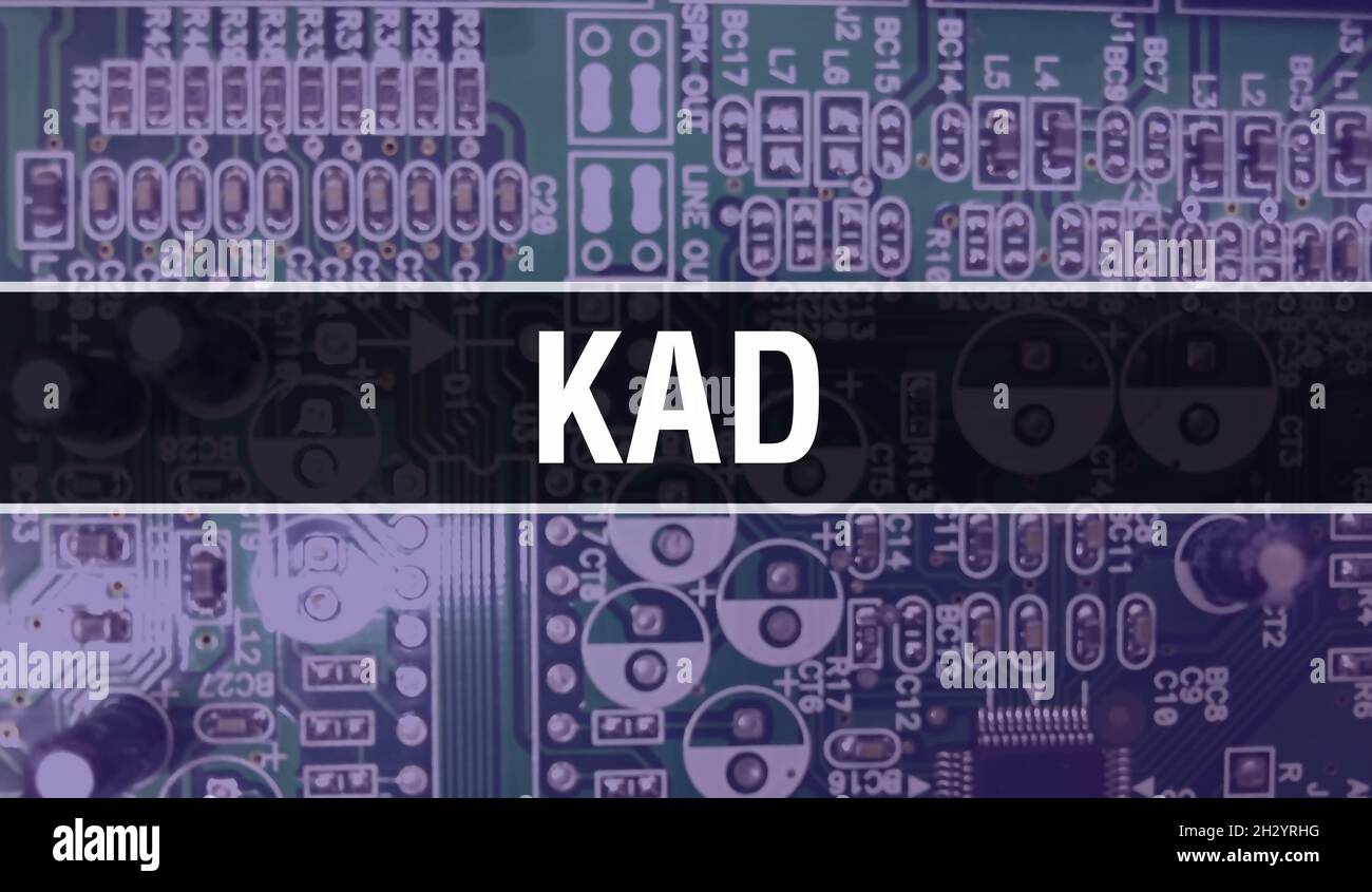 Kad concept with Computer motherboard. Kad text written on Technology ...